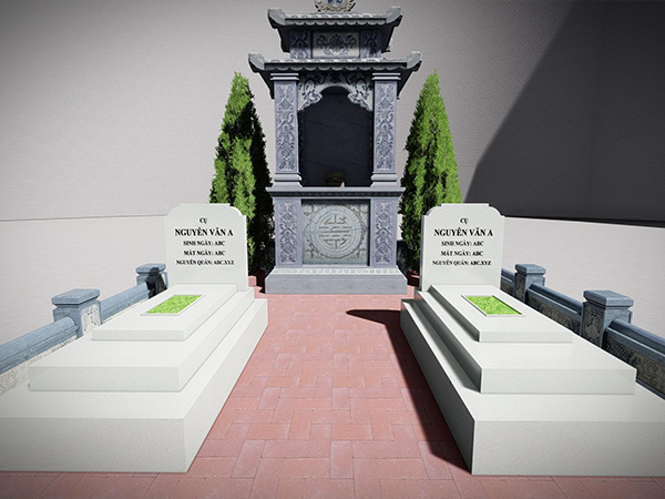 Góc nhìn chính diện khu lăng mộ dành cho hai ông bà